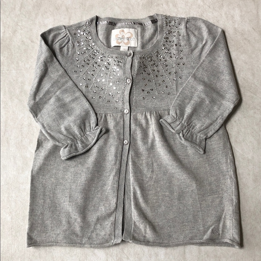 Limited Too Girl‘s Cotton Blend Gray Soft Knit Cardigan 3/4 Long-Sleeve Size 12